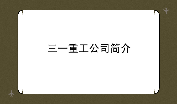 三一重工公司简介