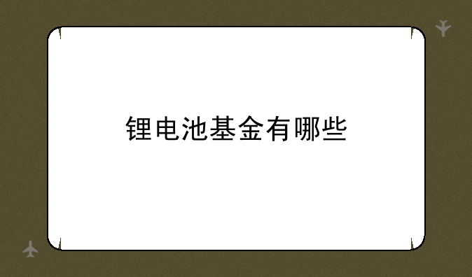 锂电池基金有哪些