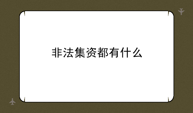 非法集资都有什么