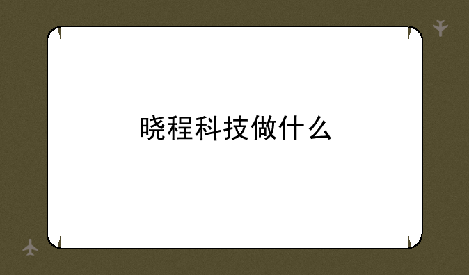 晓程科技做什么