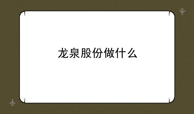 龙泉股份做什么