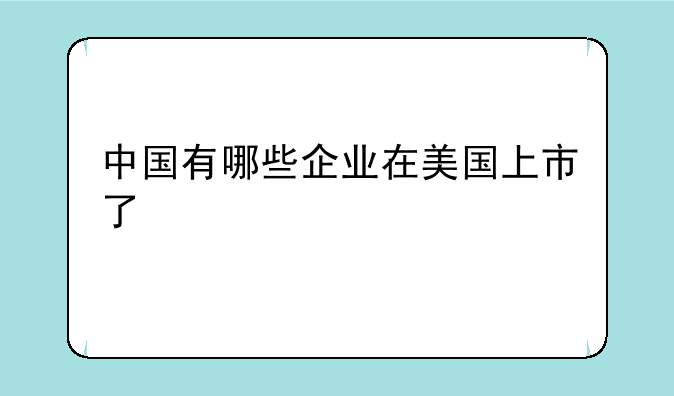 中国有哪些企业在美国上市了