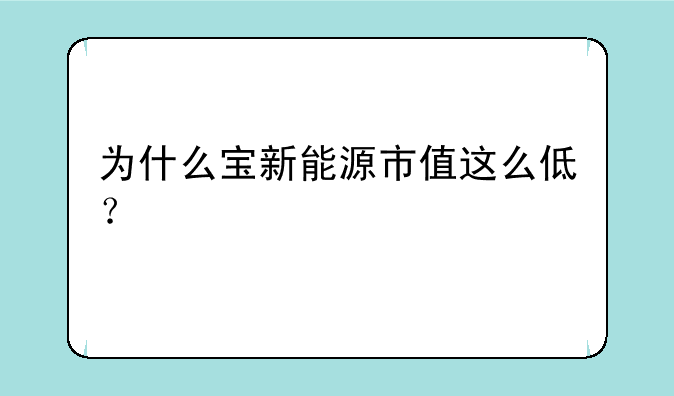 为什么宝新能源市值这么低？