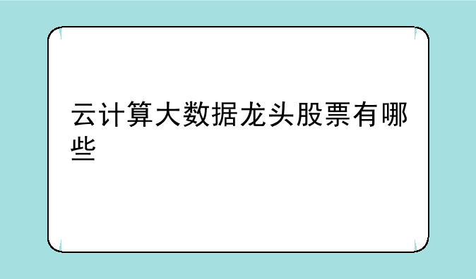 云计算大数据龙头股票有哪些