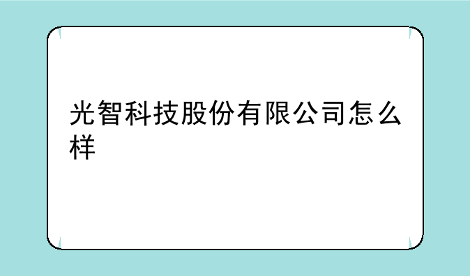 光智科技股份有限公司怎么样