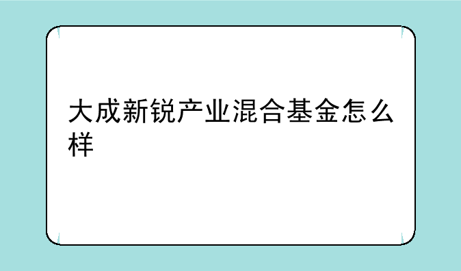 大成新锐产业混合基金怎么样