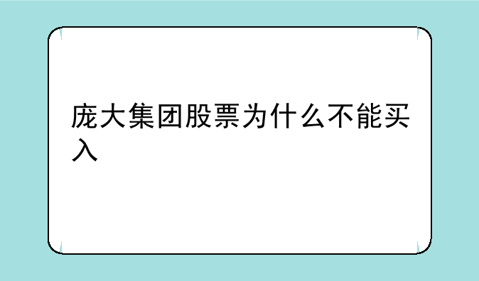 庞大集团股票为什么不能买入