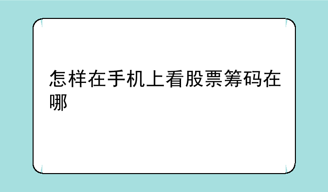 怎样在手机上看股票筹码在哪