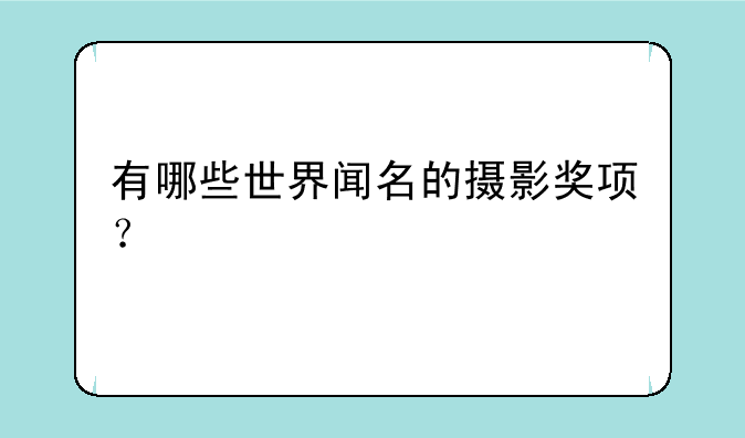 有哪些世界闻名的摄影奖项？