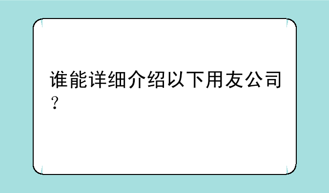 谁能详细介绍以下用友公司？