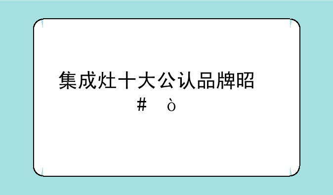 集成灶十大公认品牌是什么？