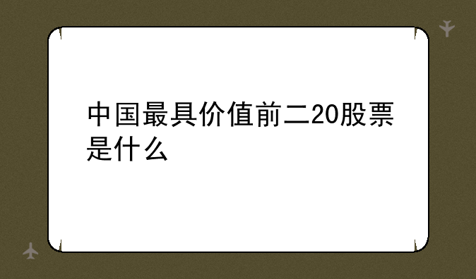 中国最具价值前二20股票是什么