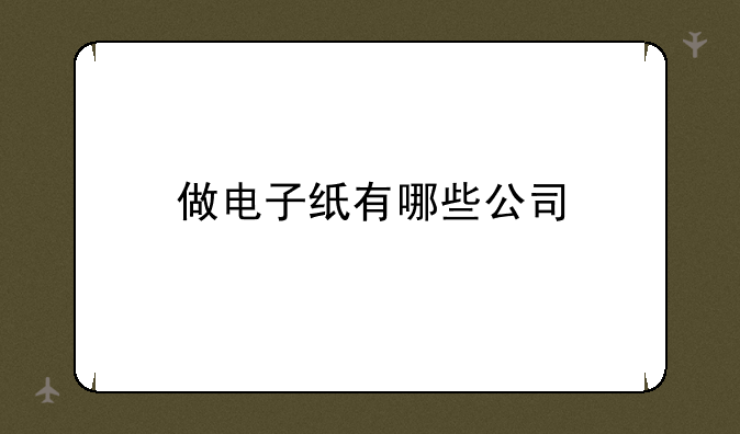 做电子纸有哪些公司