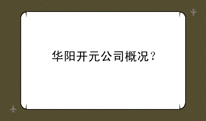 华阳开元公司概况？