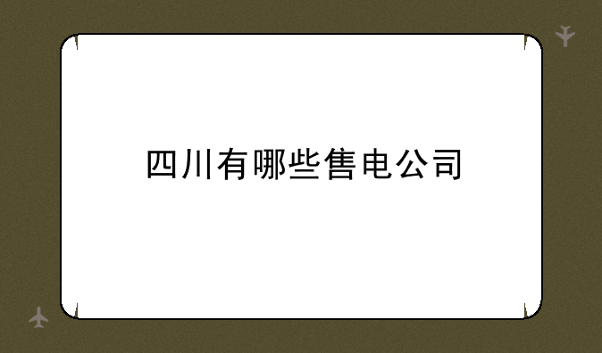 四川有哪些售电公司