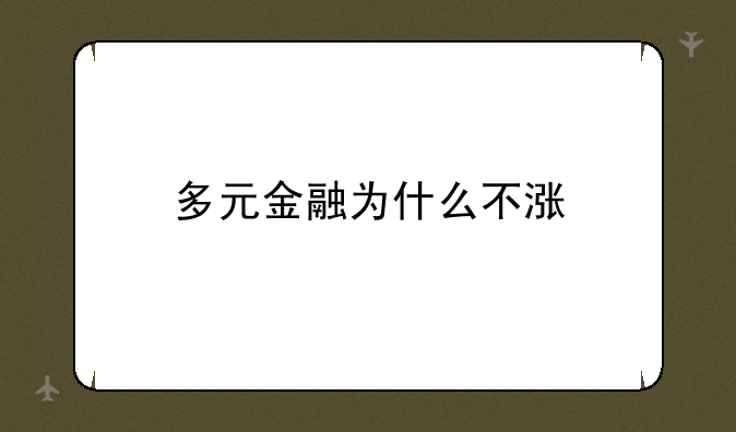 多元金融为什么不涨