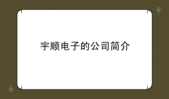 宇顺电子的公司简介