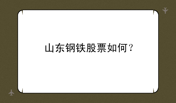 山东钢铁股票如何？