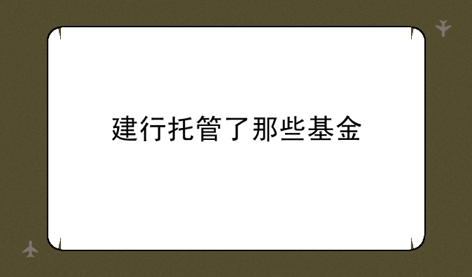 建行托管了那些基金