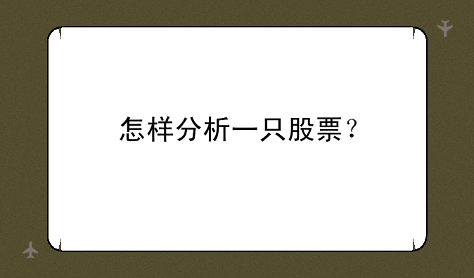 怎样分析一只股票？