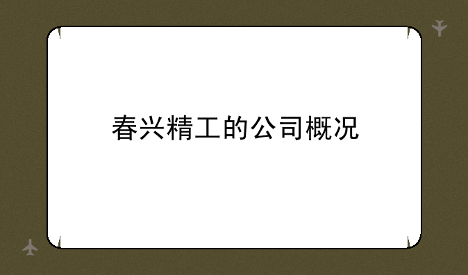 春兴精工的公司概况