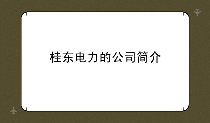 桂东电力的公司简介