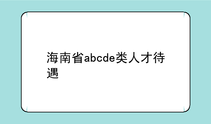 海南省abcde类人才待遇