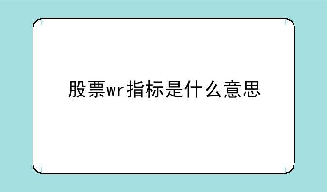 股票wr指标是什么意思