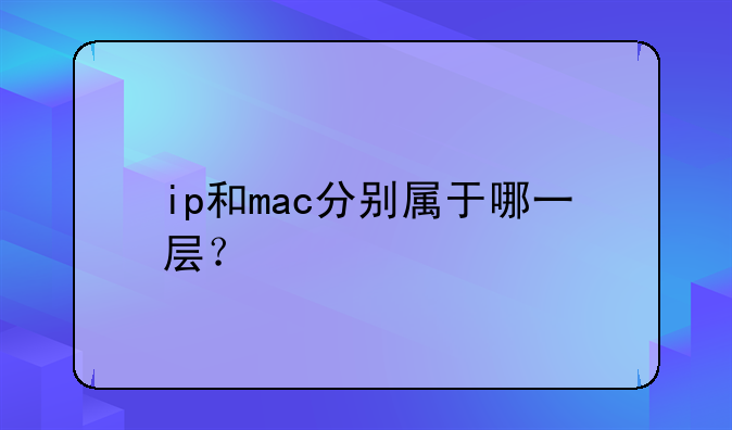 ip和mac分别属于哪一层？