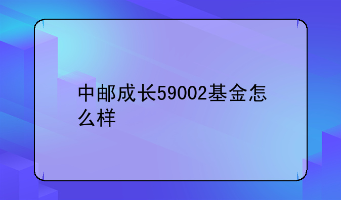 中邮成长59002基金怎么样