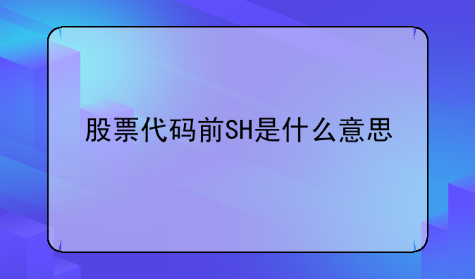 股票代码前SH是什么意思