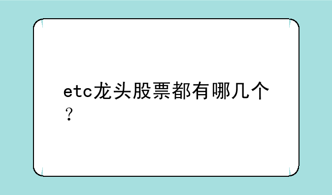 etc龙头股票都有哪几个？