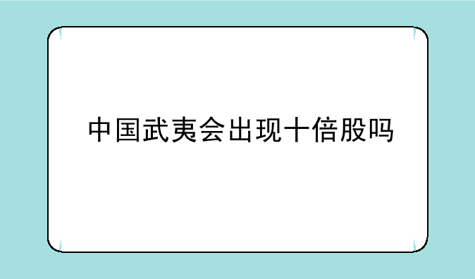 中国武夷会出现十倍股吗