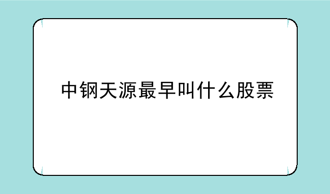 中钢天源最早叫什么股票