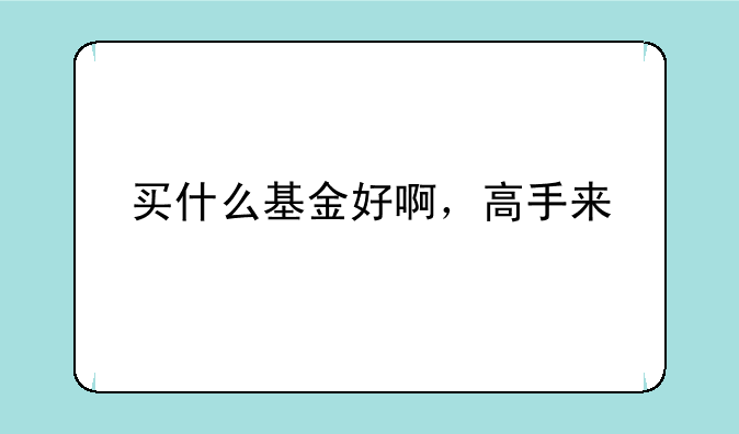 买什么基金好啊，高手来