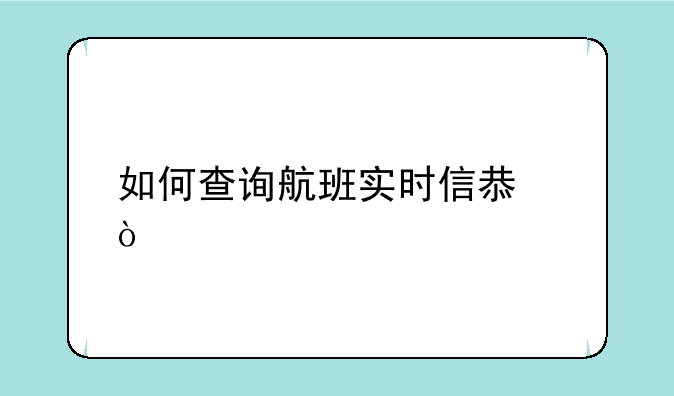 如何查询航班实时信息？