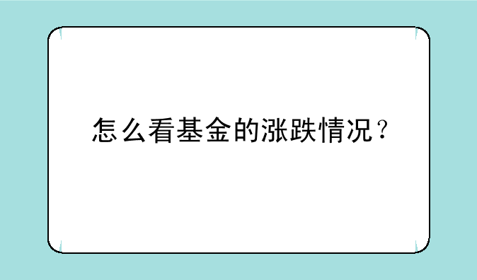 怎么看基金的涨跌情况？