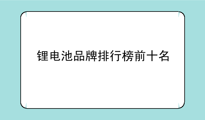 锂电池品牌排行榜前十名