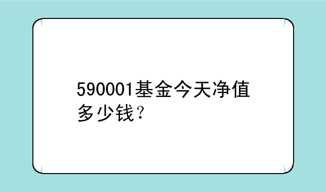 590001基金今天净值多少钱？