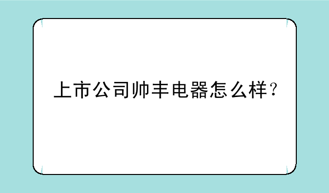 上市公司帅丰电器怎么样？