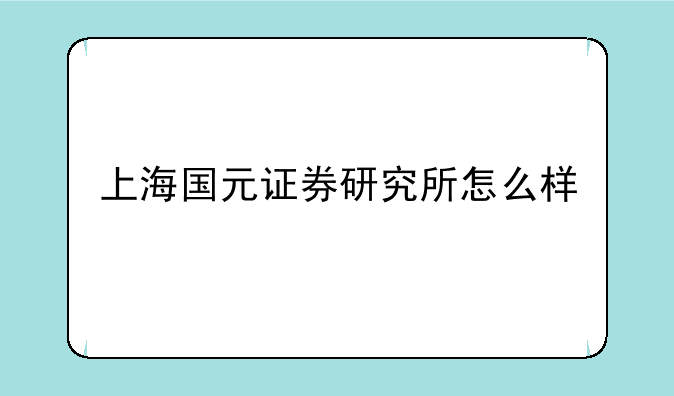 上海国元证券研究所怎么样