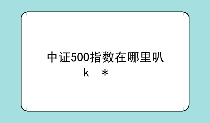 中证500指数在哪里可以定投