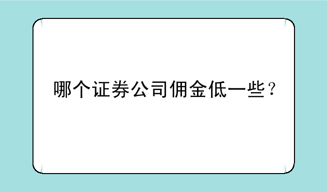 哪个证券公司佣金低一些？