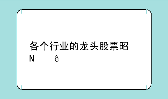 各个行业的龙头股票是哪些