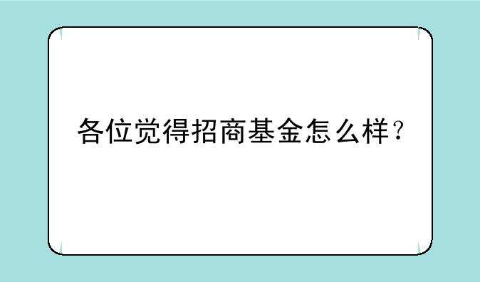 各位觉得招商基金怎么样？