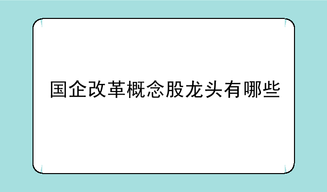 国企改革概念股龙头有哪些