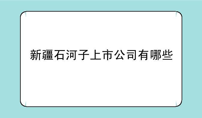 新疆石河子上市公司有哪些