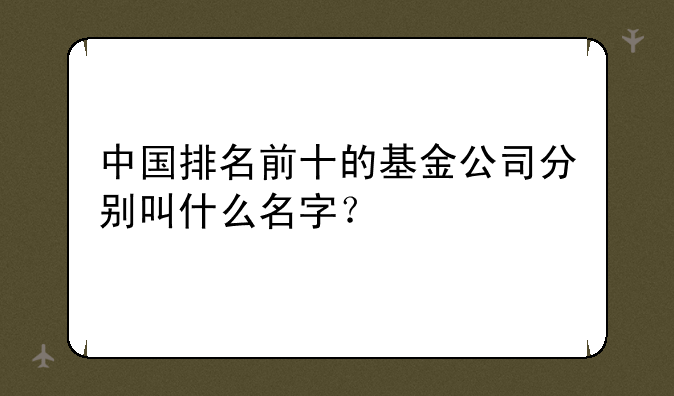 中国排名前十的基金公司分别叫什么名字？