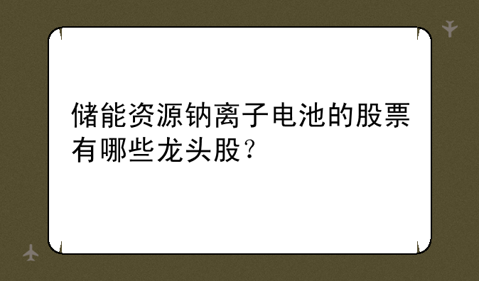 储能资源钠离子电池的股票有哪些龙头股？