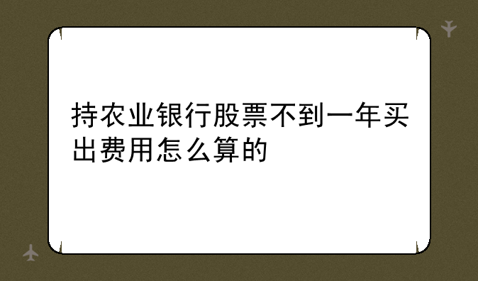 持农业银行股票不到一年买出费用怎么算的